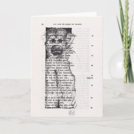 Monkey Sketch op  Boek Paginakaart Feestdagen Kaart (Voorkant)