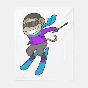 Monkey Skier Ski Fleece Deken
