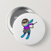 Monkey Skier Ski Ronde Button 7,6 Cm (Voorkant /achterkant)