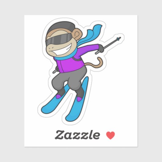 Monkey Skier Ski Sticker (Vel)