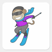 Monkey Skier Ski Vierkante Sticker (Voorkant)