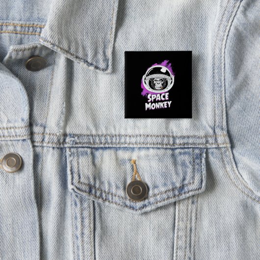 Monkey Space Monkey Vierkante Button 5,1 Cm (In situ)