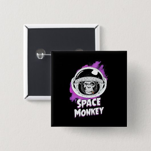 Monkey Space Monkey Vierkante Button 5,1 Cm (Voorkant /achterkant)