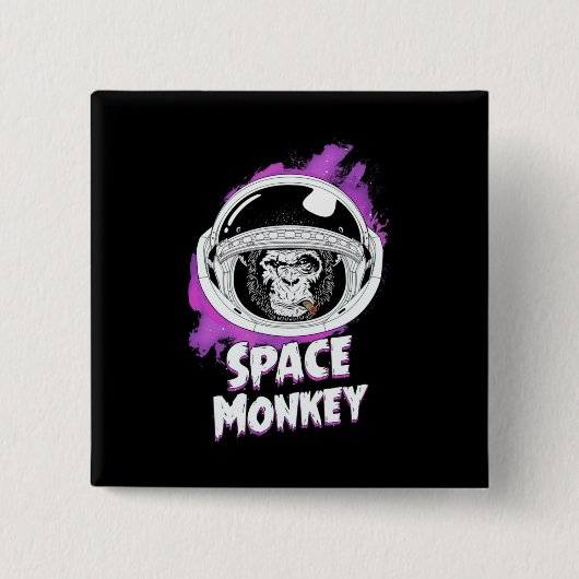 Monkey Space Monkey Vierkante Button 5,1 Cm (Voorkant)