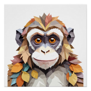 Monkey speels Schattig leuk dier kleurrijk vrolijk Perfect Poster