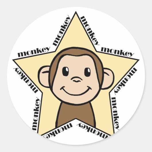Monkey Star Ronde Sticker (Voorkant)