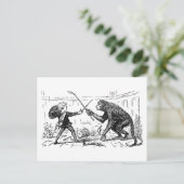 "Monkey Sword Fight" Briefkaart (Staand voorkant)