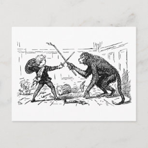 "Monkey Sword Fight" Briefkaart