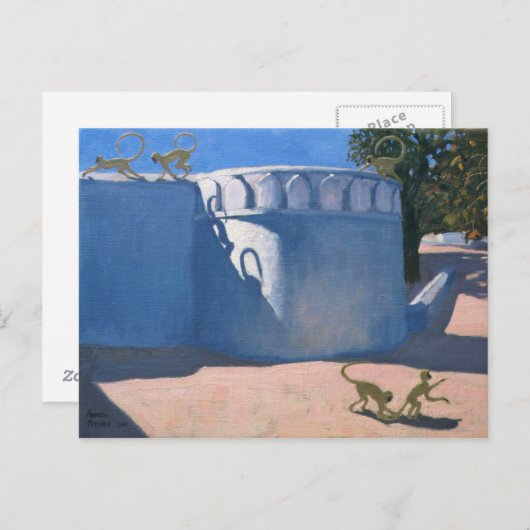 Monkey Temple India 2000 Briefkaart (Voorkant / Achterkant)