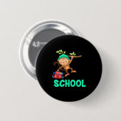 Monkey terug naar school ronde button 5,7 cm (Voorkant /achterkant)
