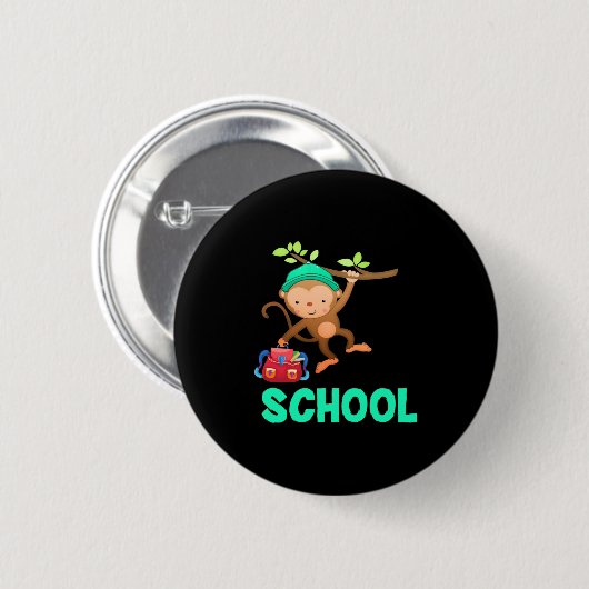 Monkey terug naar school ronde button 5,7 cm (Voorkant /achterkant)