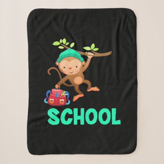 Monkey terug naar school sherpa deken (Voorkant)