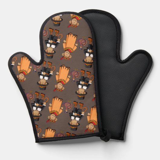 Monkey - Thanksgiving potholder Ovenwant (Voorkant / Achterkant)