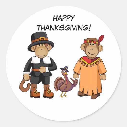 Monkey Thanksgiving Sticker (Voorkant)