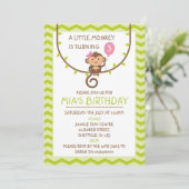 Monkey thema verjaardagsfeestje uitnodiging (Staand voorkant)