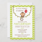 Monkey thema verjaardagsfeestje uitnodiging (Voorkant)