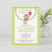 Monkey thema verjaardagsfeestje uitnodiging (Staand voorkant)