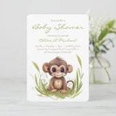 Monkey Theme Baby shower Invitation Kaart (Staand voorkant)
