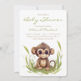 Monkey Theme Baby shower Invitation Kaart