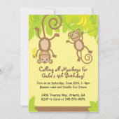 Monkey Thmed Birthday Party Invitation Kaart (Voorkant)