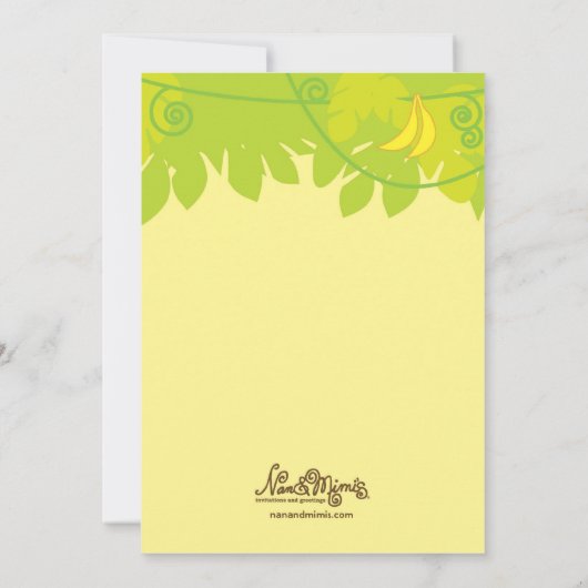 Monkey Thmed Birthday Party Invitation Kaart (Achterkant)