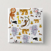 Monkey Tiger Elephant Square Button (Voorkant)