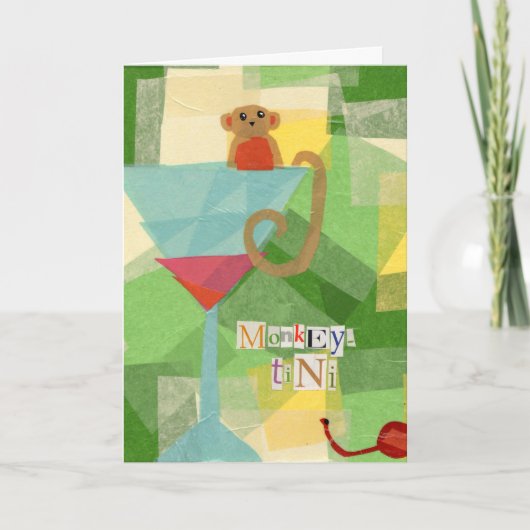 Monkey-tini Verjaardag Groet Kaart (Voorkant)