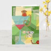 Monkey-tini Verjaardag Groet Kaart (Gele Bloem)