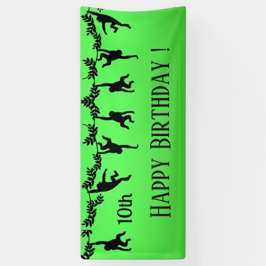 Monkey Troop Happy Birthday w/ Year Spandoek (Verticaal)