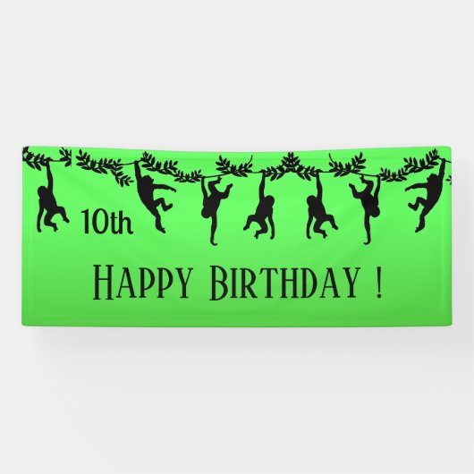 Monkey Troop Happy Birthday w/ Year Spandoek (Horizontaal)