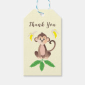 Monkey Tropical Leaves Bananas Yellow Dank je Cadeaulabel (Voorkant)