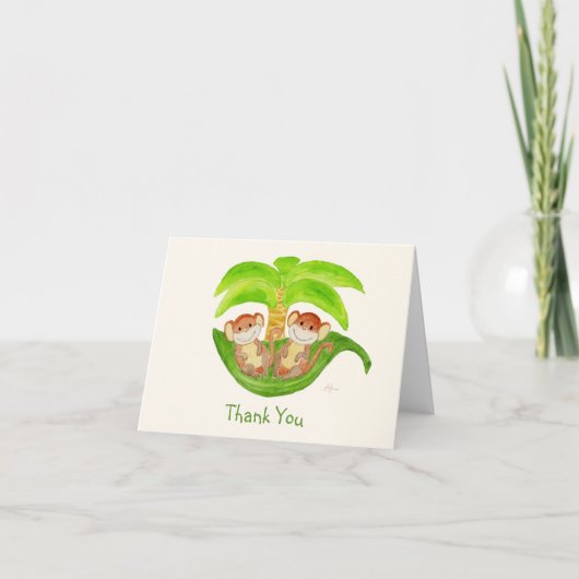 Monkey Twins Bedankt Notecard (Voorkant)