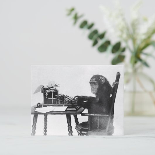 Monkey typen briefkaart (Staand voorkant)