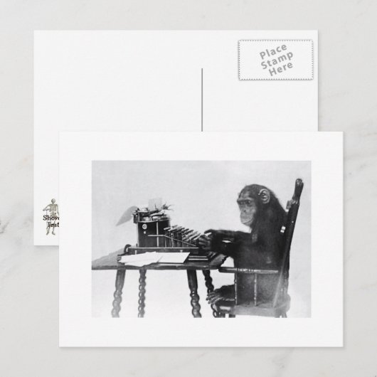 Monkey typen briefkaart (Voorkant / Achterkant)