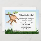 Monkey-uitnodiging Kaart (Voorkant / Achterkant)