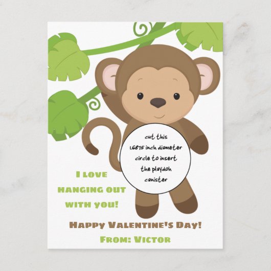 Monkey Valentijnse Play Doh-cadekaart Informatiekaartje (Voorkant)