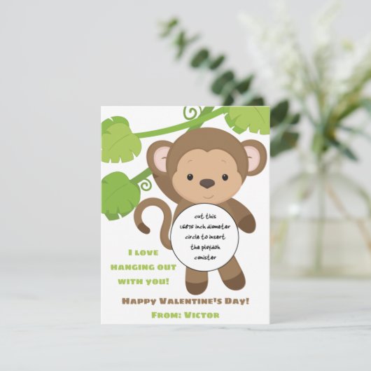Monkey Valentijnse Play Doh-cadekaart Informatiekaartje (Staand voorkant)