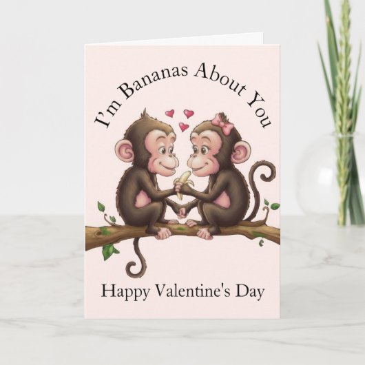 Monkey Valentine's Day Kaart (Voorkant)