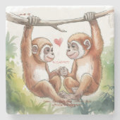 Monkey Valentines Stenen Onderzetter (Voorkant)