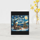 Monkey Van Gogh Style Sterrennacht Kerstwinter Kaart (Gele Bloem)