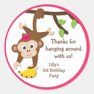 Monkey verjaardagsfeestje dank je Stickers