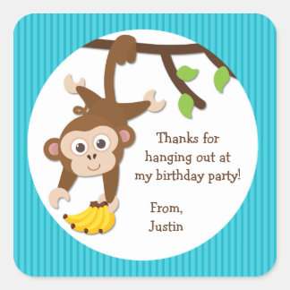 Monkey verjaardagsfeestje dank je Stickers