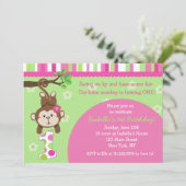 Monkey verjaardagsfeestje uitnodigingen (Staand voorkant)