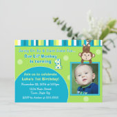 Monkey verjaardagsuitnodiging 5x7 fotokaart kaart (Staand voorkant)