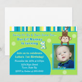 Monkey verjaardagsuitnodiging 5x7 fotokaart kaart (Voorkant / Achterkant)