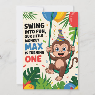Monkey verjaardagsuitnodiging kaart