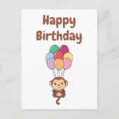 Monkey vliegt omhoog met een kleurrijke ballonkaar briefkaart (Voorkant)