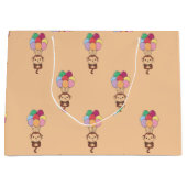 Monkey vliegt omhoog met kleurrijke ballonnen Kaar Groot Cadeauzakje (Voorkant)