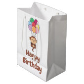 Monkey vliegt omhoog met kleurrijke ballonnen kaar medium cadeauzakje (Voorkant Gekanteld)