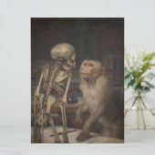 Monkey voor een skelet (door Gabriel von Max) Kaart (Staand voorkant)